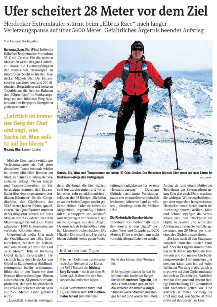 Ufer stürmt beim „Red Fox Elbrus Race“ nach langer Verletzungspause auf über 5600 Meter. Gefährliches Ärgernis beendet Aufstieg | Dr. Michele Ufer, Speaker, Sportpsychologe, Mentaltrainer,  Extremläufer