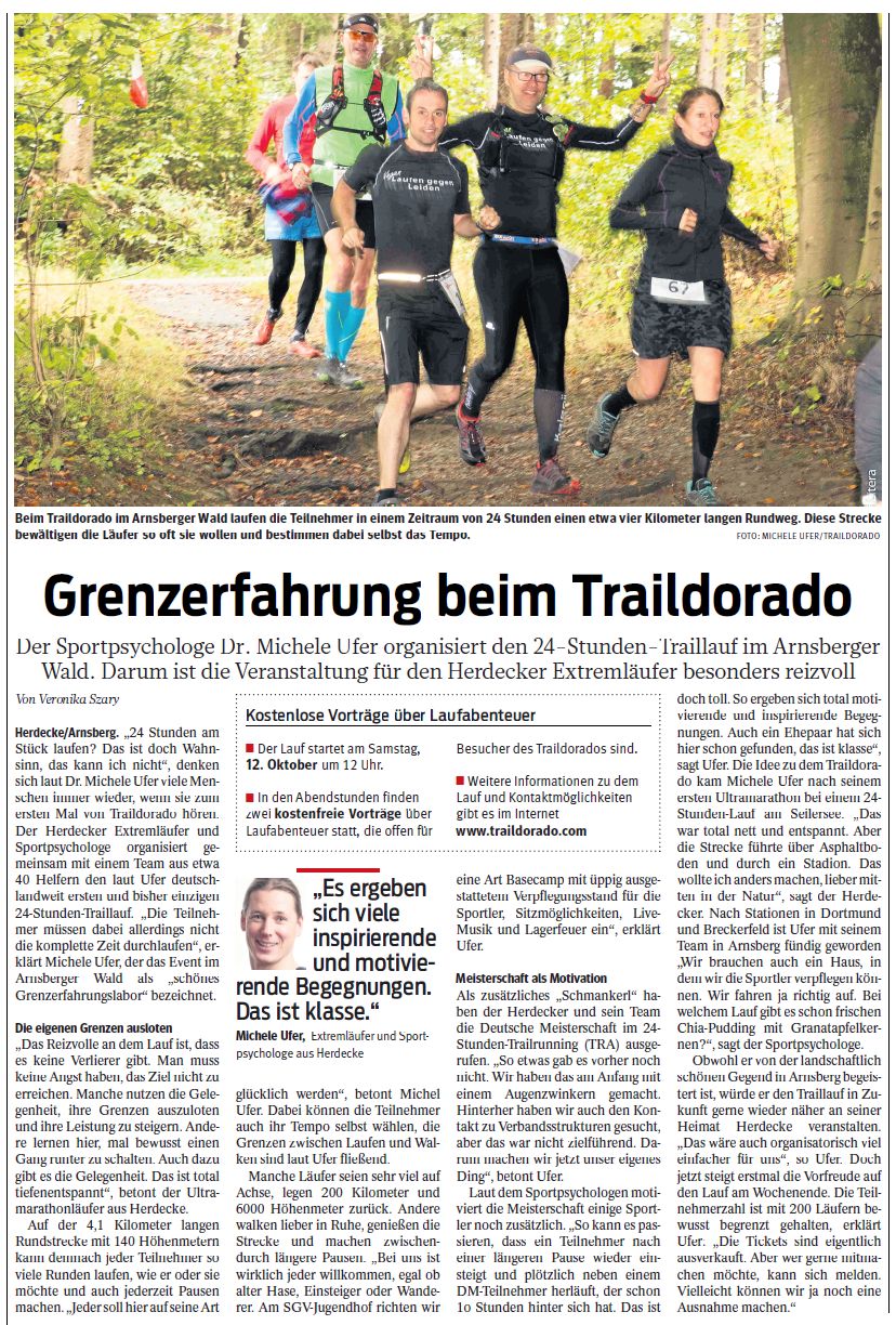 Grenzerfahrung beim Traildorado 24-Stunden-Trailrun | Dr. Michele Ufer, Speaker, Sportpsychologe, Extremläufer